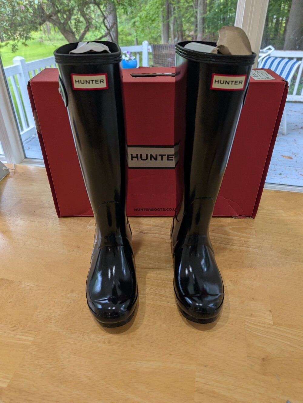Hunter Tall Gloss/ Patent Leather Black Rainboots Size 6